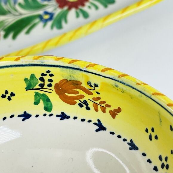 Italy Pottery Majolica Snack Set Tray Cup Galletto Rooster Design Terracotta VTG - Picture 14 of 16